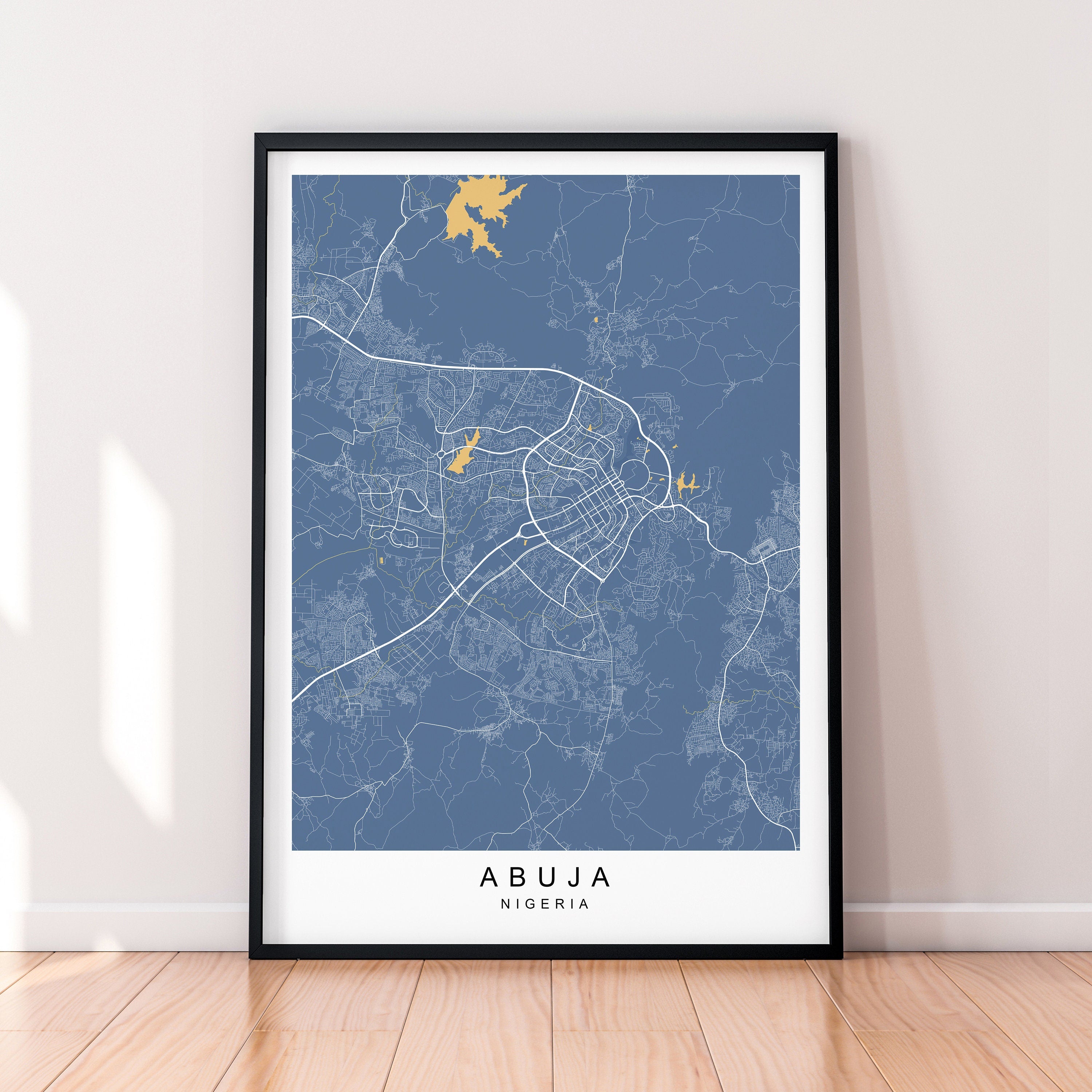 Abuja Map Nigeria Print Minimalist Abuja City Area Map Poster Wall Decor