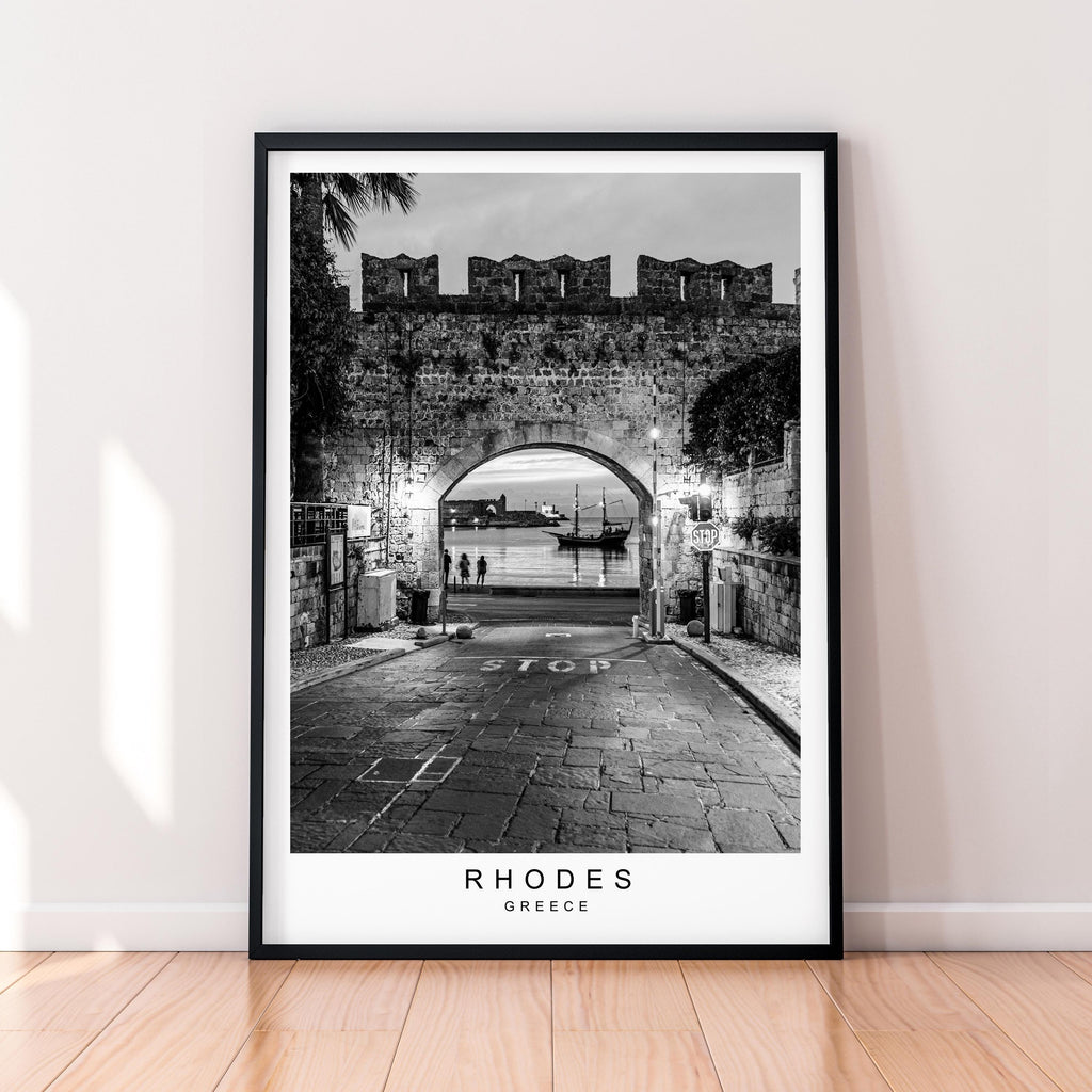 Rhodes Town Print Rhodes Medieval City Wall Gate To Port Greece Poster Wall Art Gift Unframed Print