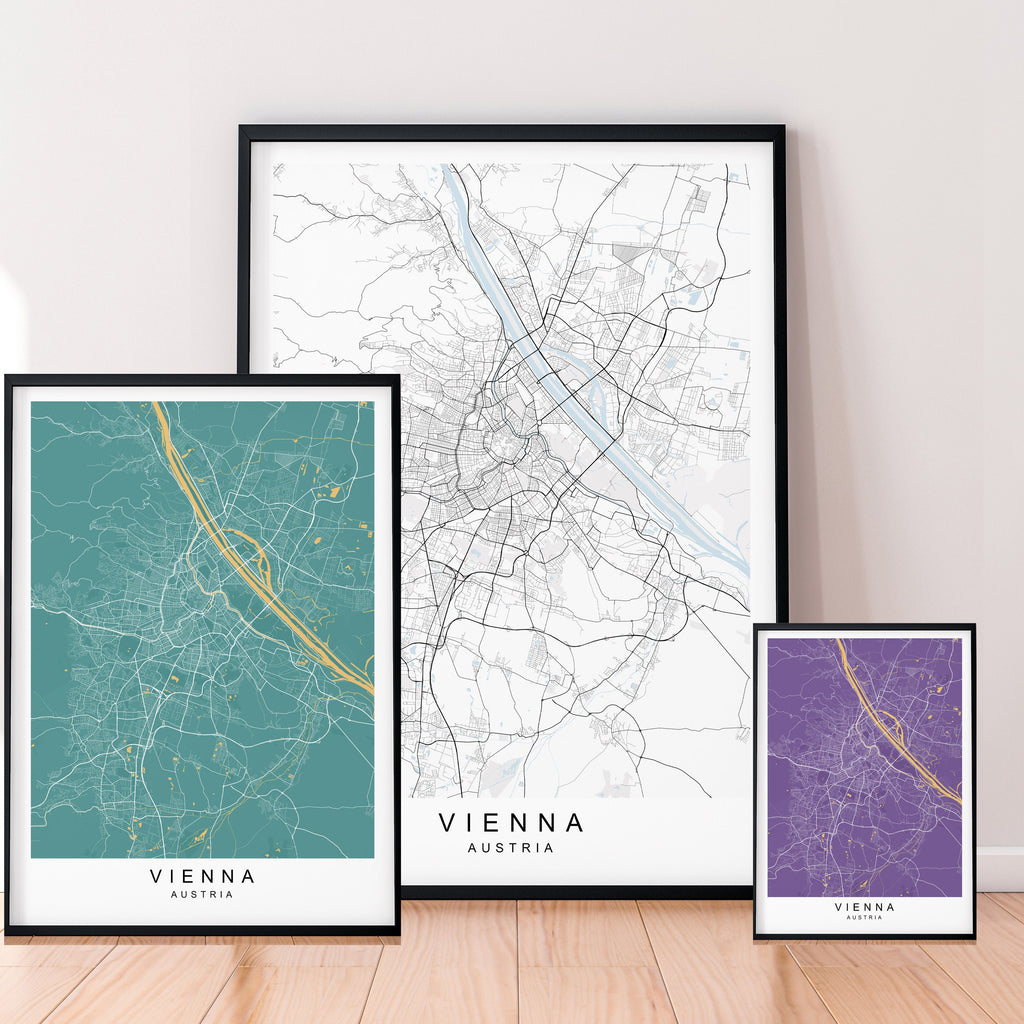 Vienna Map Print Minimalist Home Vienna City Town Austria Map Poster Wall Décor