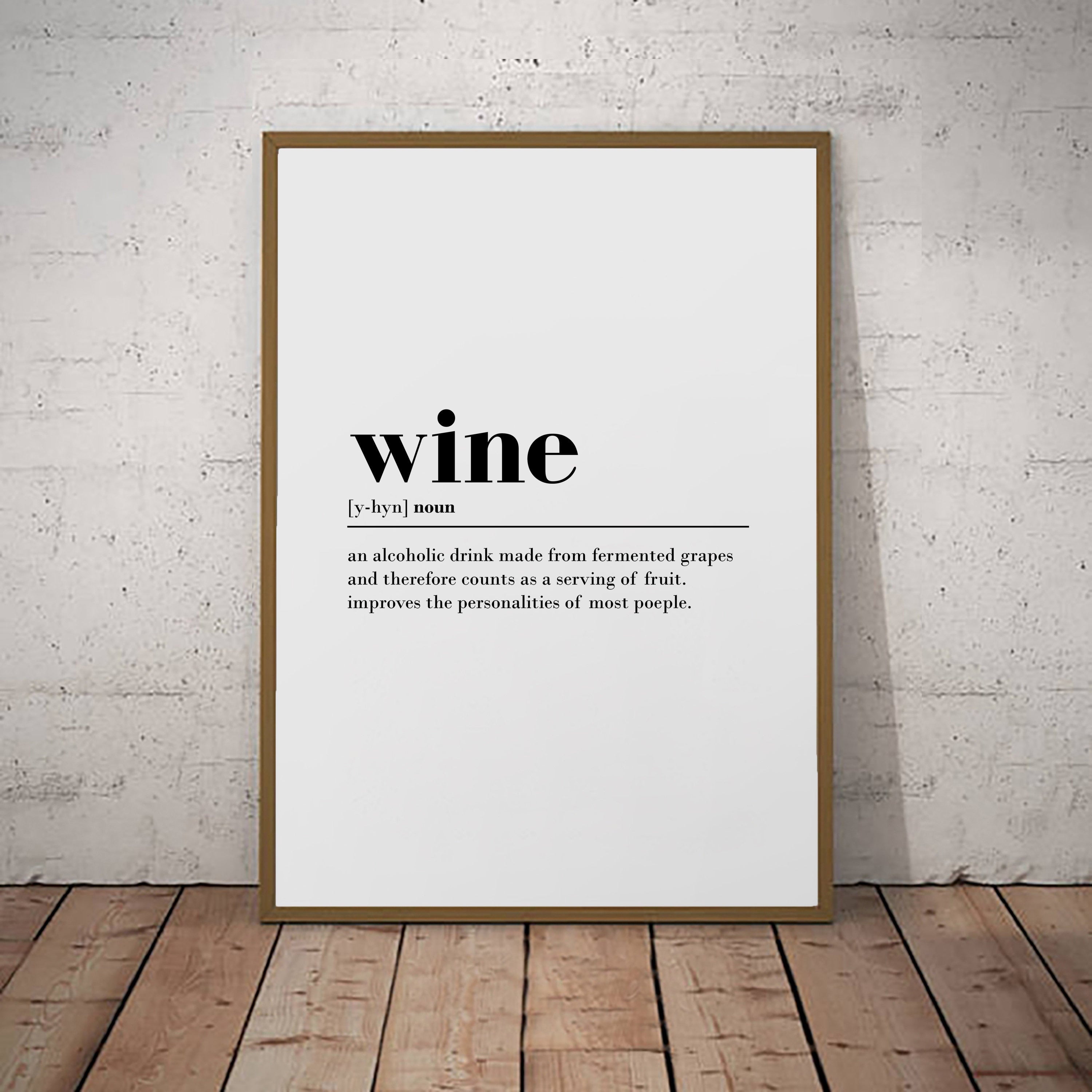 Wine Print Fun Definition Poster Wall Art Minimalist Print