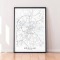 Wrocław Poland City Map Print Minimalist Home Wroclaw Map Poster Wall Decor