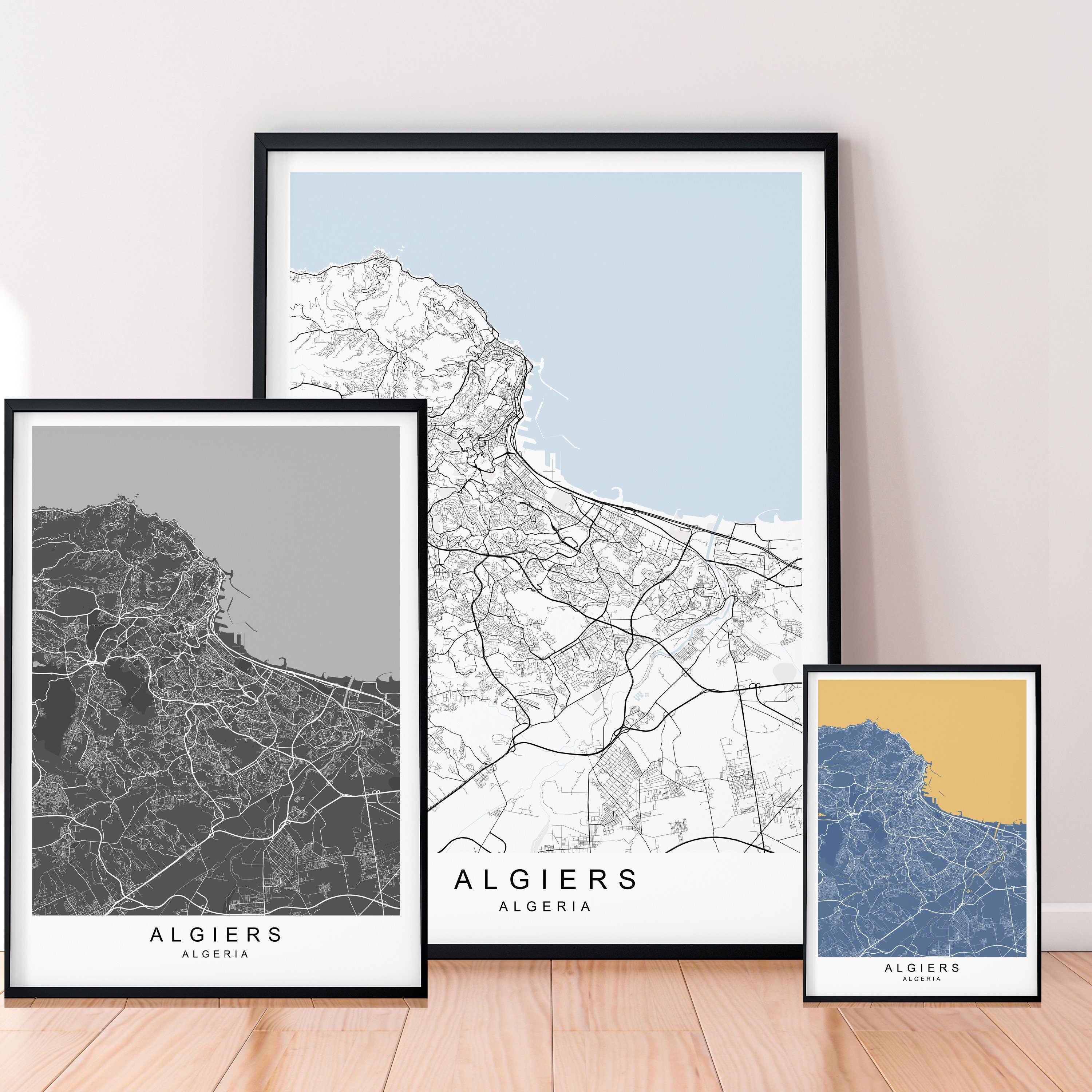 Algiers Map Print Algeria Minimalist Algiers City Area Map Poster Wall Decor