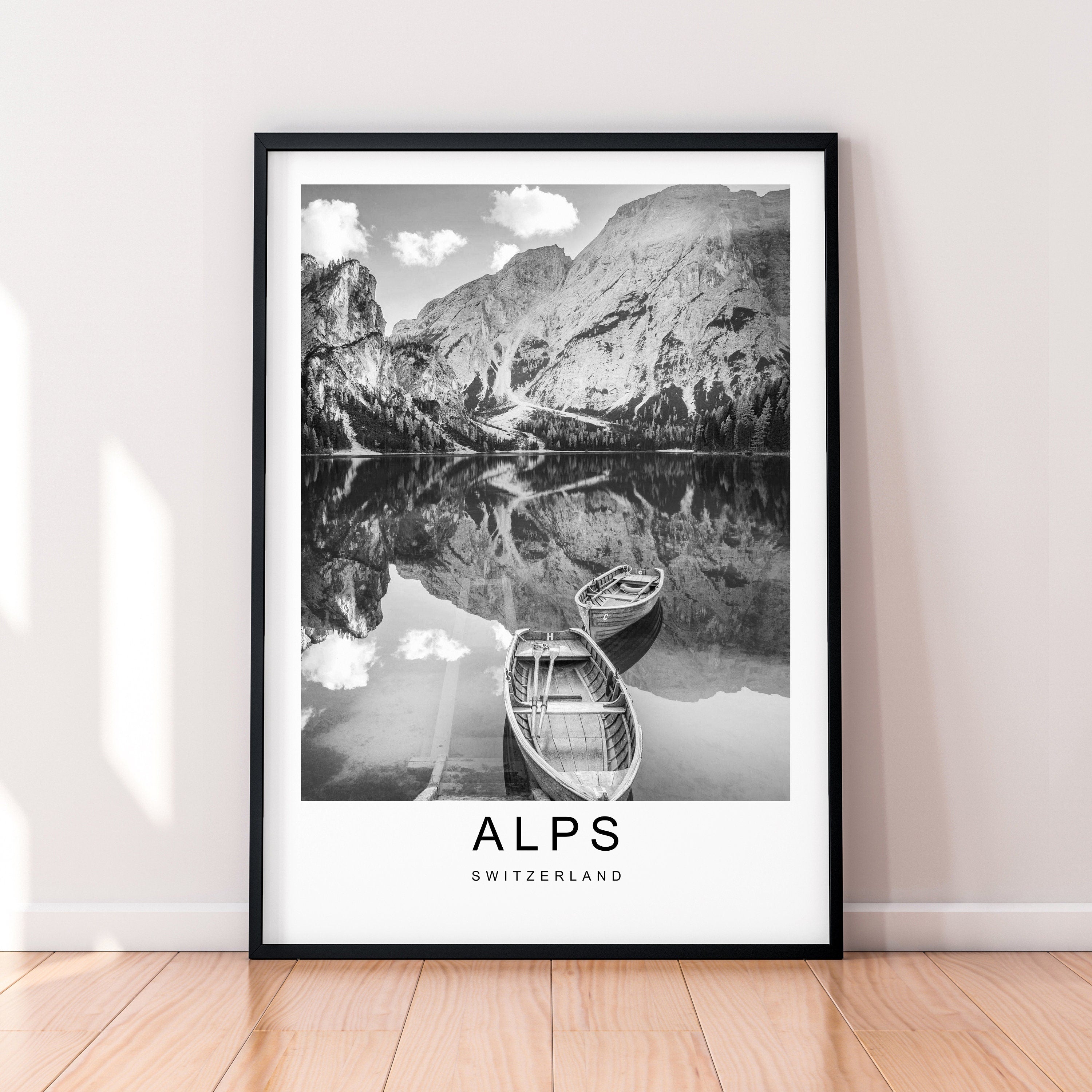 Swiss Alps Hills Lake Mountains Print Travel Poster Minimalist Home Travel Mountain Poster Wall Decor