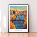 Prague Fall Illustration Print Prague Czechia Autumn Fall Travel Poster Gift Unframed Print