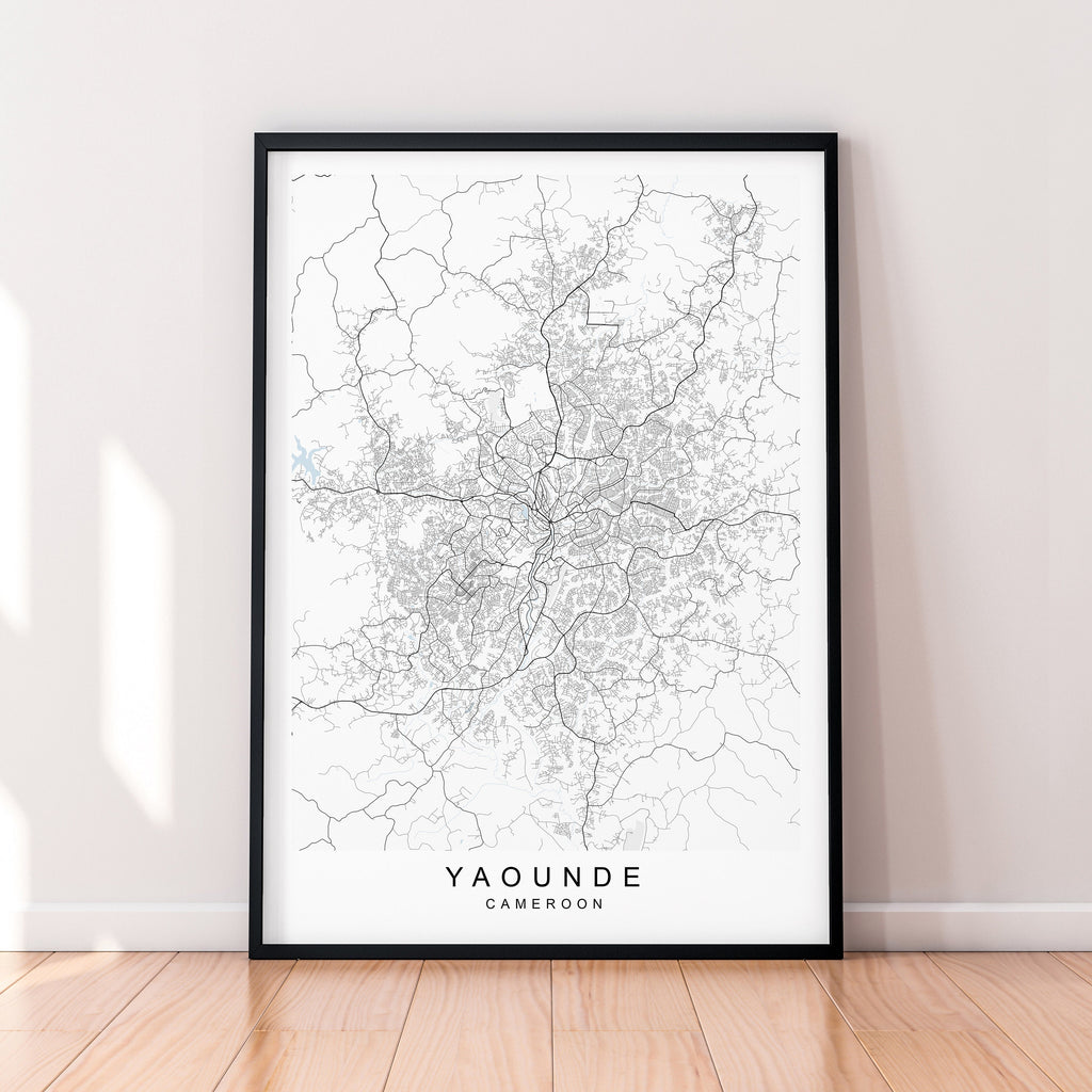 Yaounde City Map Print Poster Minimalist Home Decor Yaounde Cameroon Map Poster Wall Art Decor