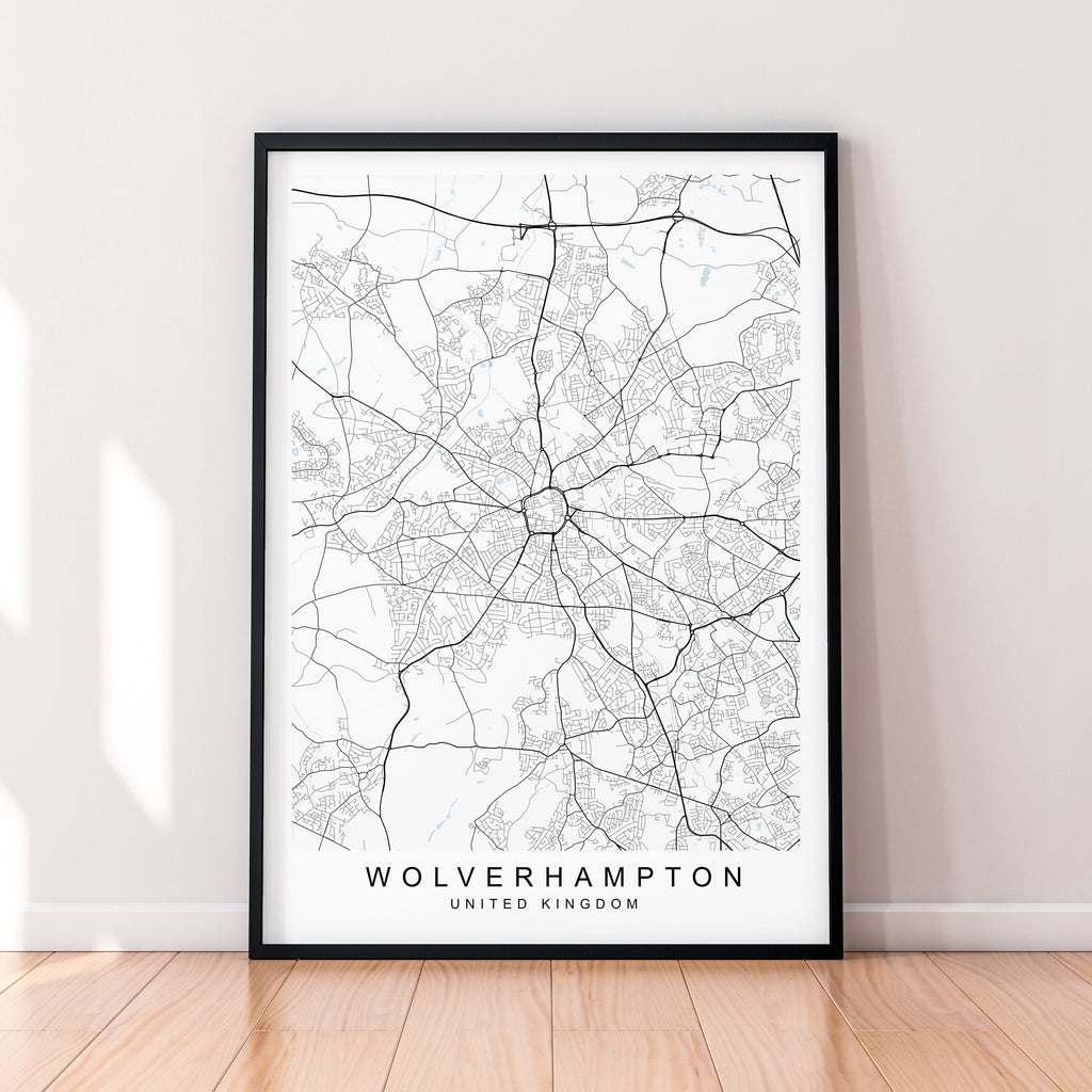 Wolverhampton City England Map Print Poster Minimalist Home Decor Wolverhampton England UK Map Poster Wall Art Decor