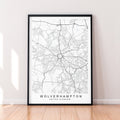Wolverhampton City England Map Print Poster Minimalist Home Decor Wolverhampton England UK Map Poster Wall Art Decor