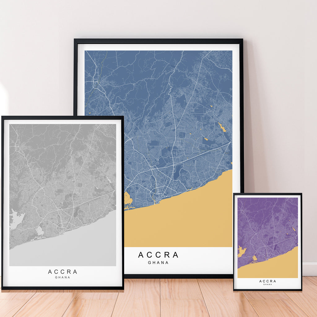 Accra Map Ghana City Map Print Minimalist Accra Africa Home Map Poster Wall Decor