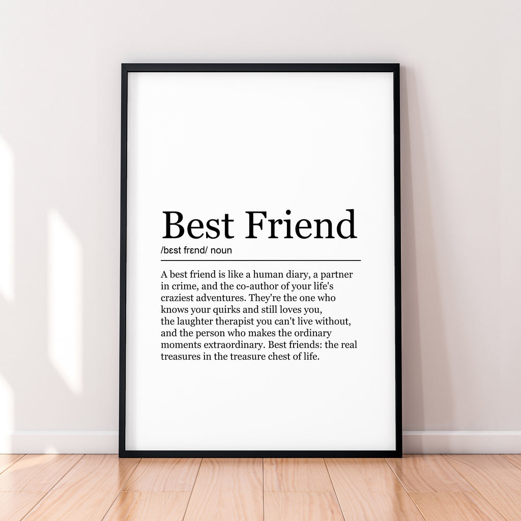 Best Friend Funny Print Definition Poster Best Friend Wall Art Minimalist Gift Print