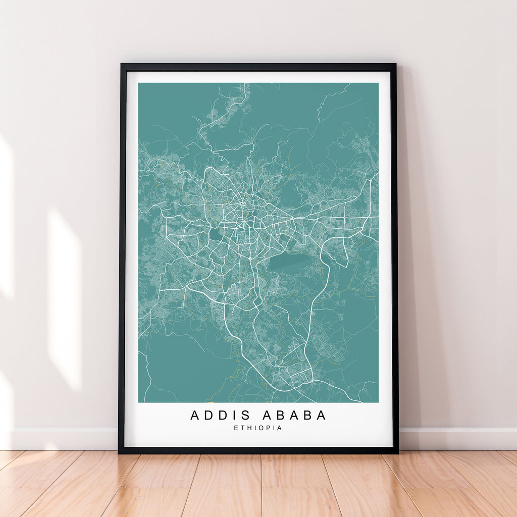 Addis Ababa Map Print Ethiopia Minimalist Addis Ababa City Area Map Poster Wall Decor