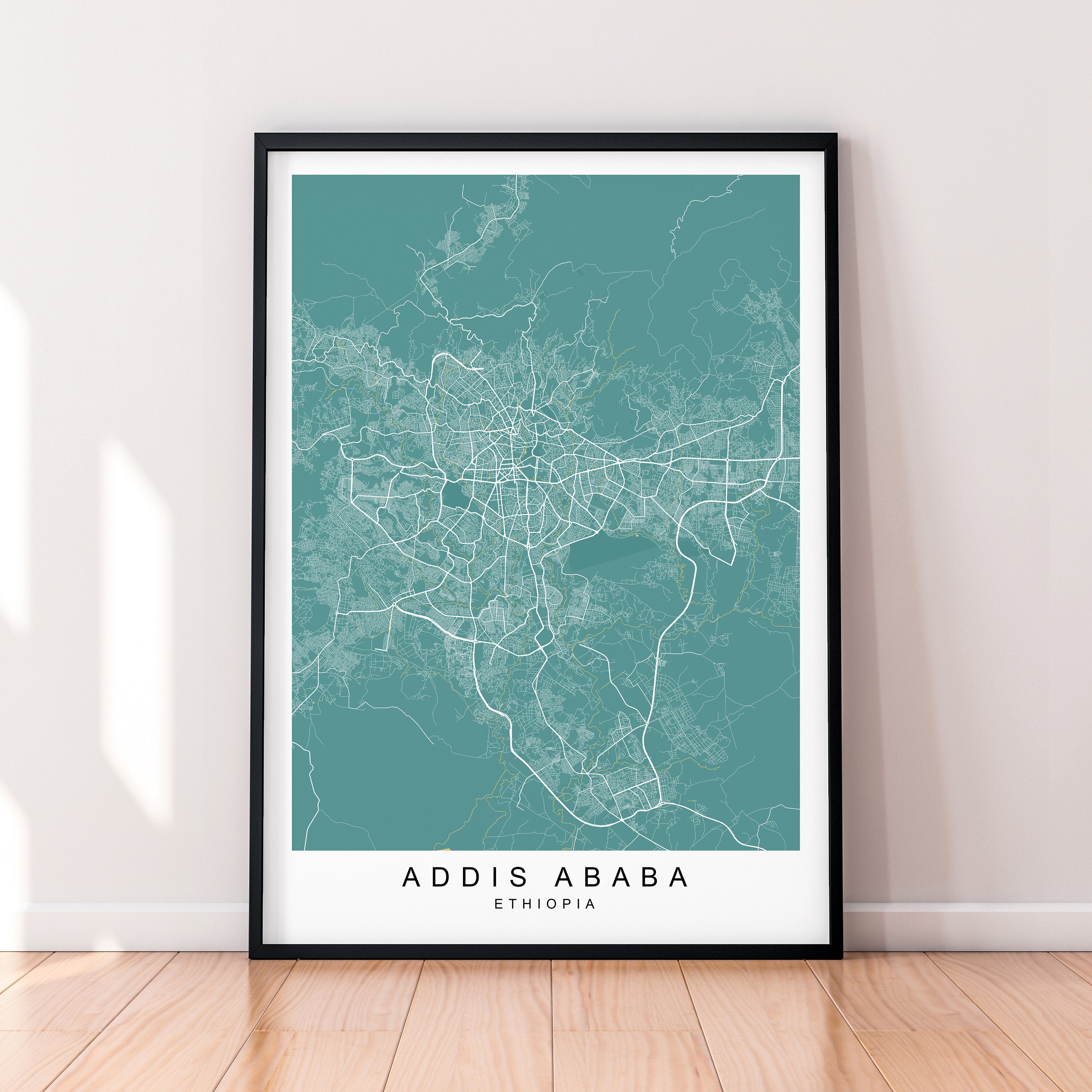 Addis Ababa Map Print Ethiopia Minimalist Addis Ababa City Area Map Poster Wall Decor