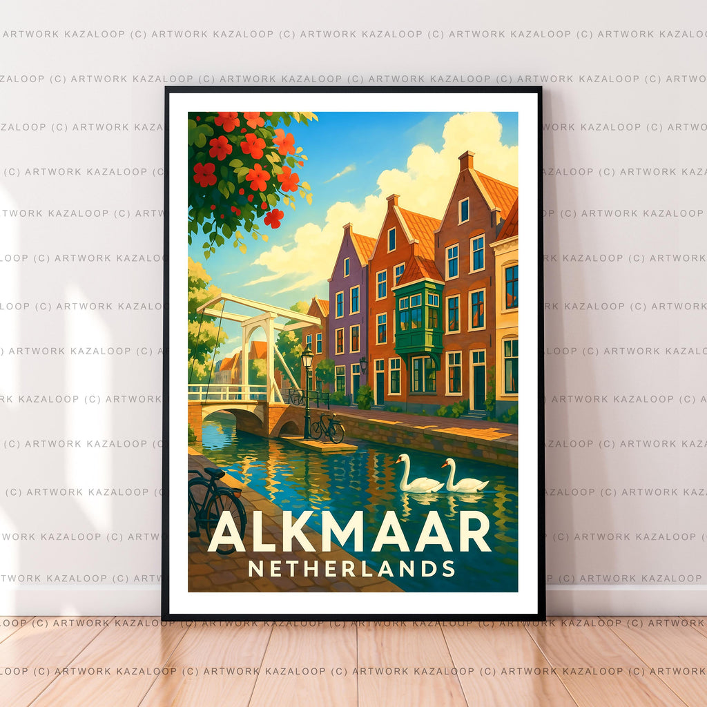 Alkmaar Netherlands Unframed Illustration Print Poster Art, Alkmaar Unframed Print, Alkmaar Travel Poster Scenic Artwork