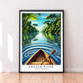 Amazon Boat River Illustration Print Unframed Jungle Poster Wall Art