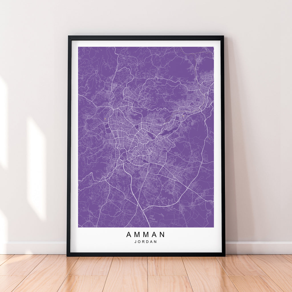 Amman Map Print Minimalist Jordan City Amman Map Poster Wall Decor