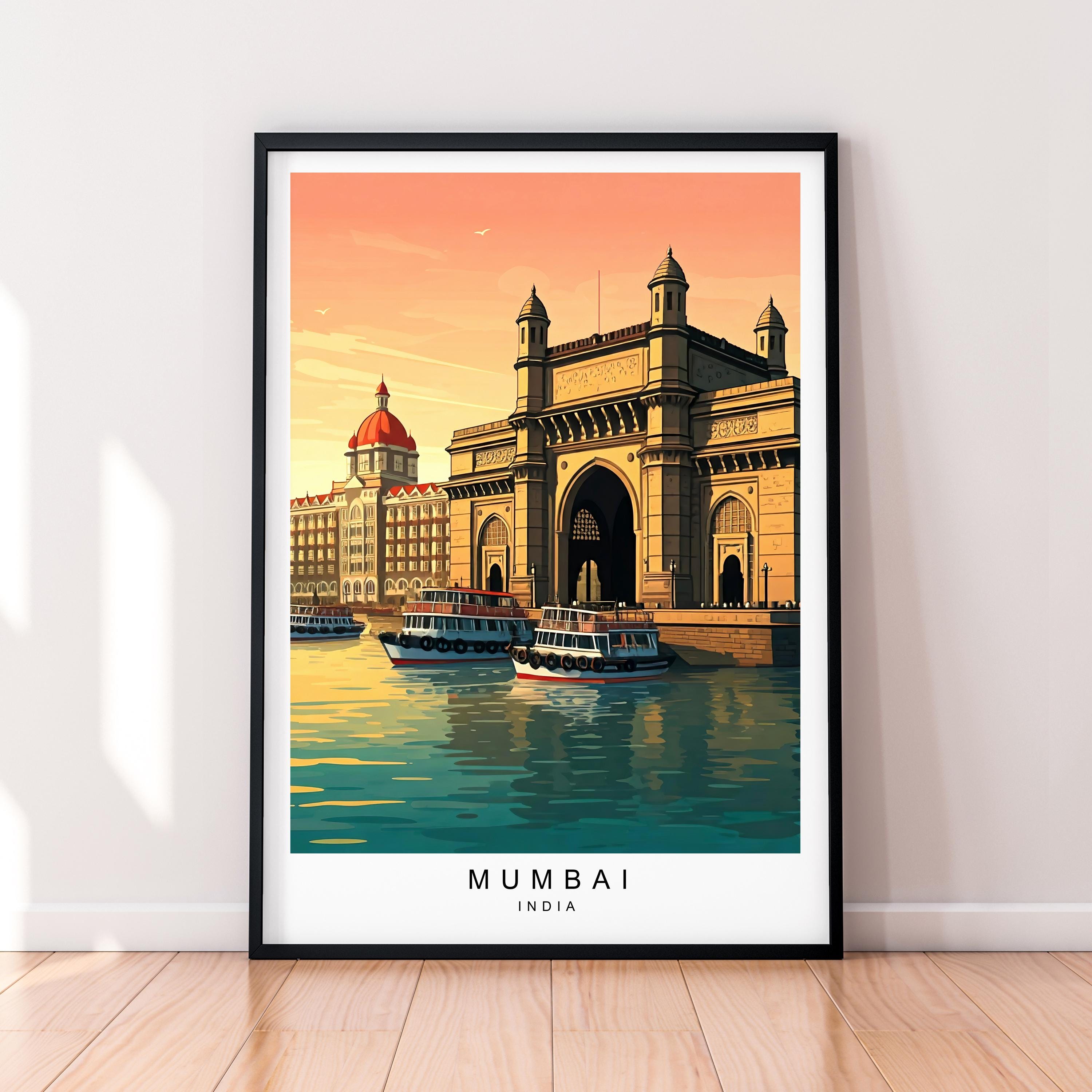 Mumbai Art Travel Print Mumbai India Poster Wall Art Gift Unframed Print