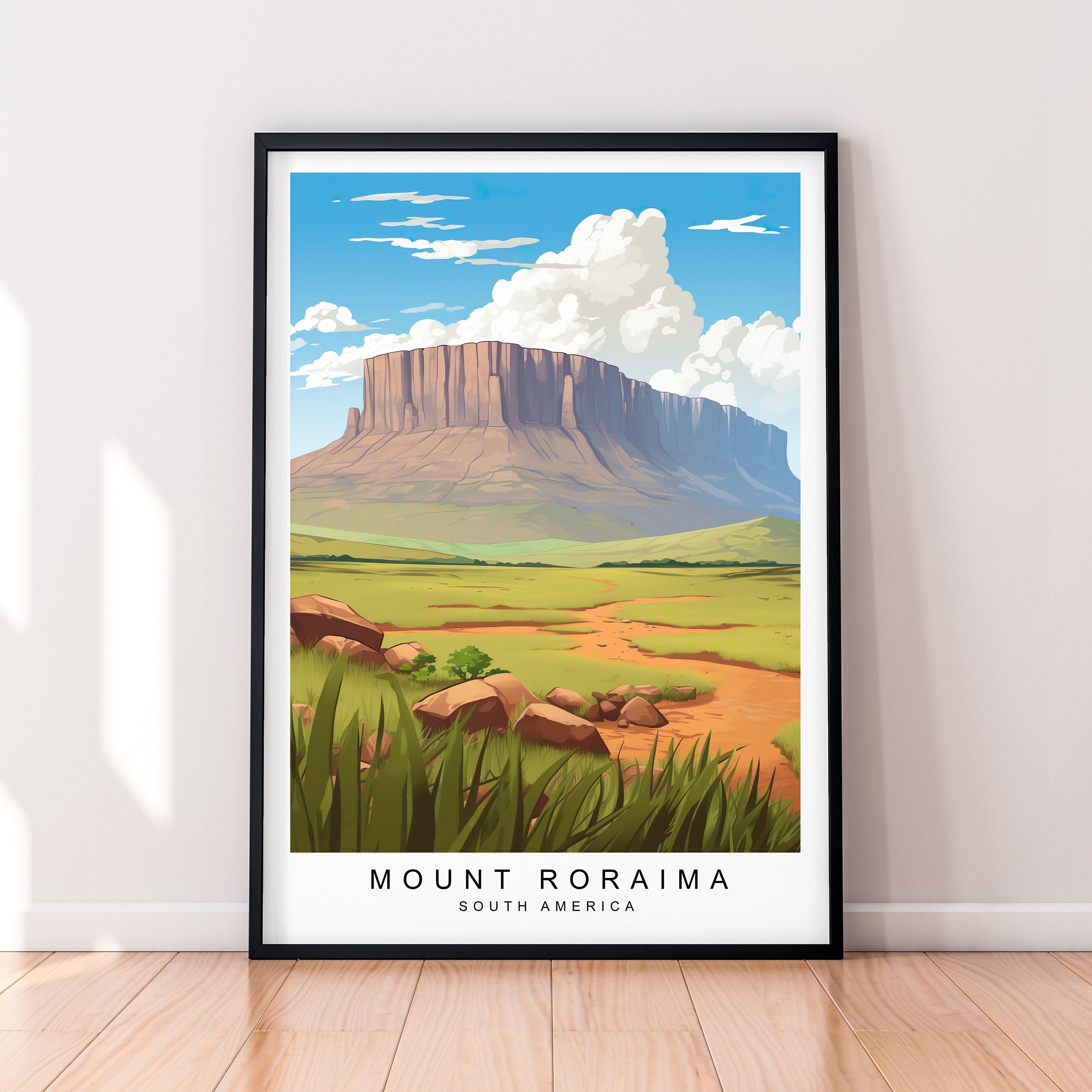 Mount Roraima Illustration Print Mount Roraima Pacaraima Travel Poster Gift Unframed Print