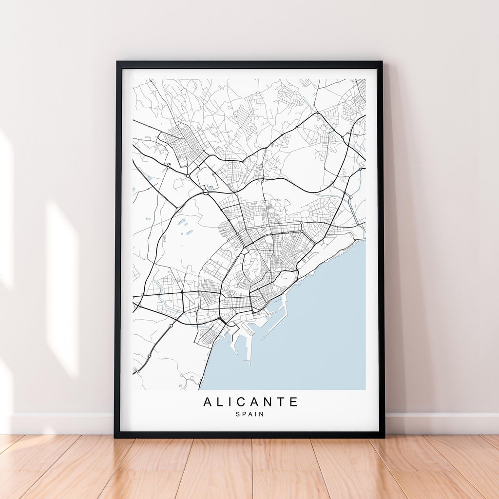 Alicante Map Print Poster Minimalist Home Decor Alicante Spain Map Poster Wall Art Decor