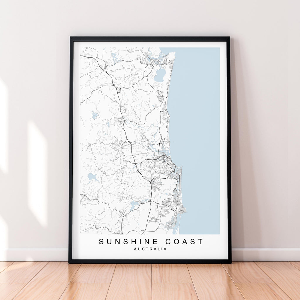 Sunshine Coast Australia Map Print Poster Minimalist Home Sunshine Coast Australia Map Poster Wall Art Decor