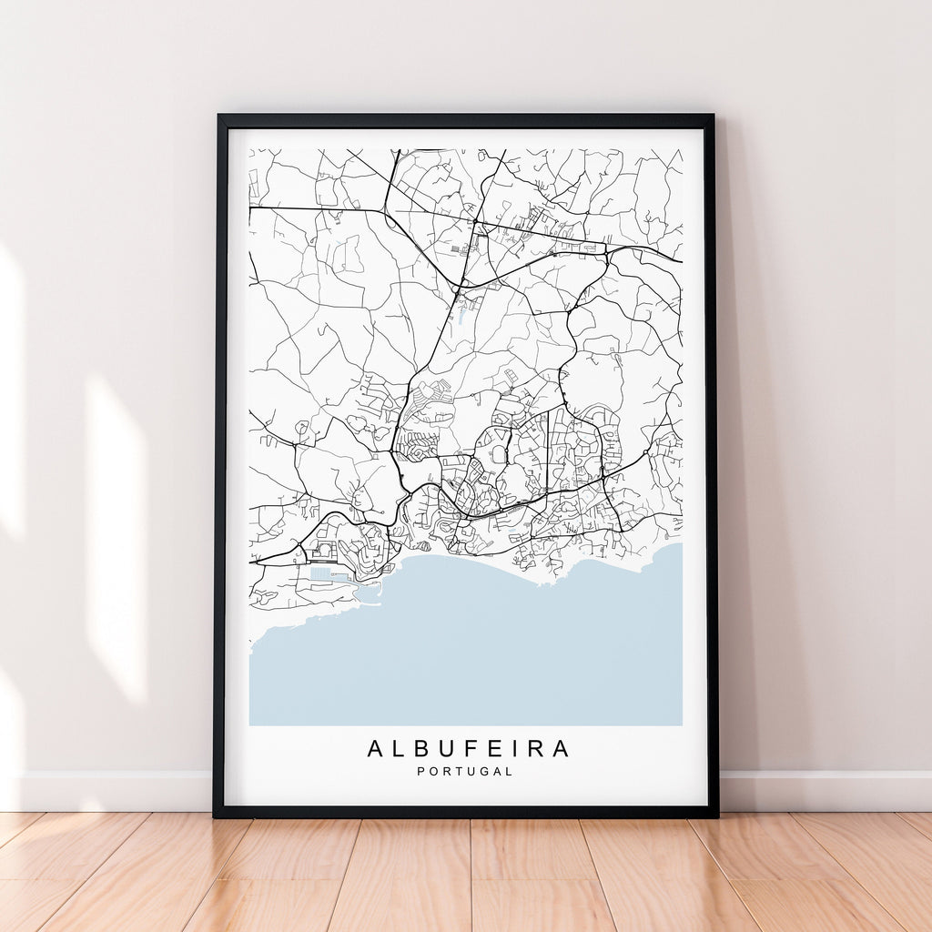 Albufeira City Map Portugal Print Minimalist Albufeira Portugal Town Map Poster Wall Decor