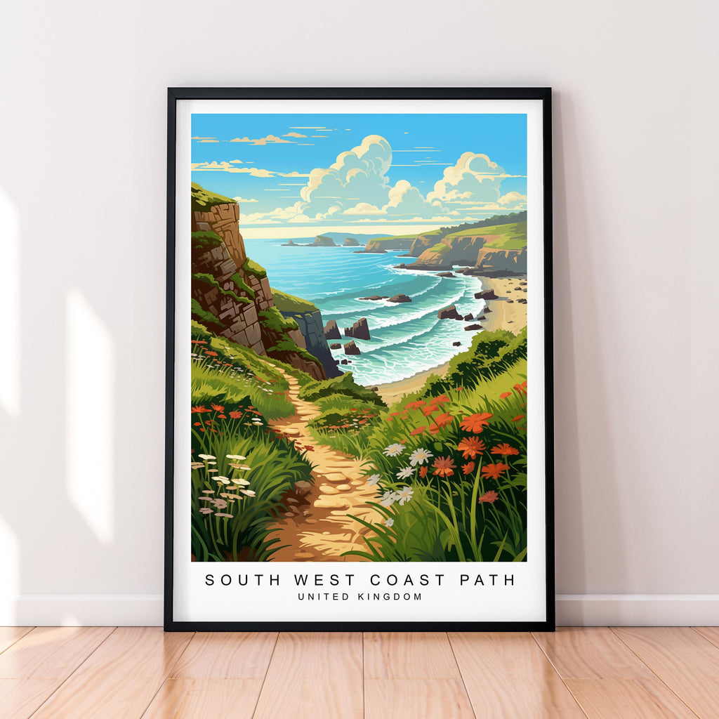 South West Coast Path Illustration Print South West Coast Path Poster Gift Unframed Print