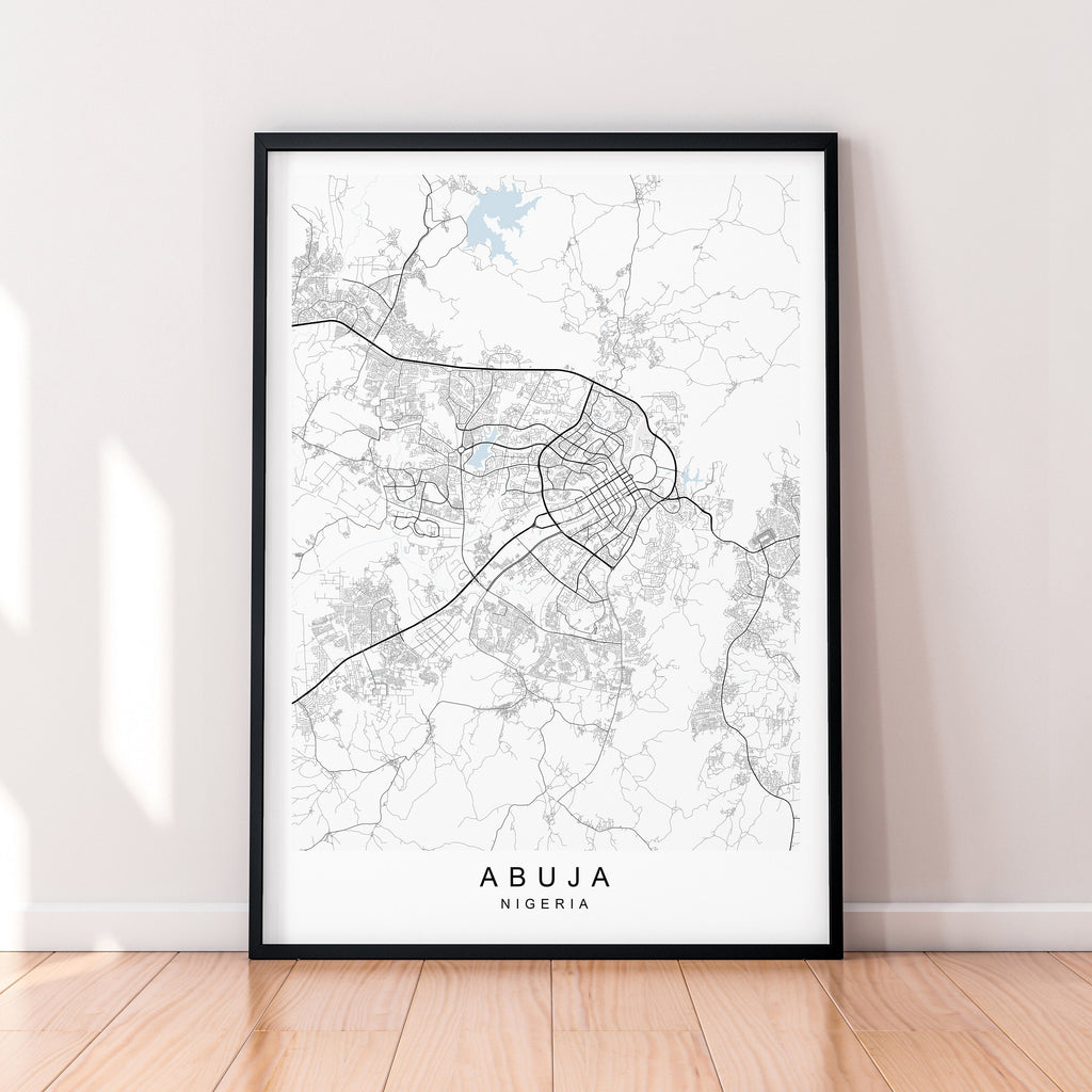 Abuja Map Nigeria Print Minimalist Abuja City Area Map Poster Wall Decor