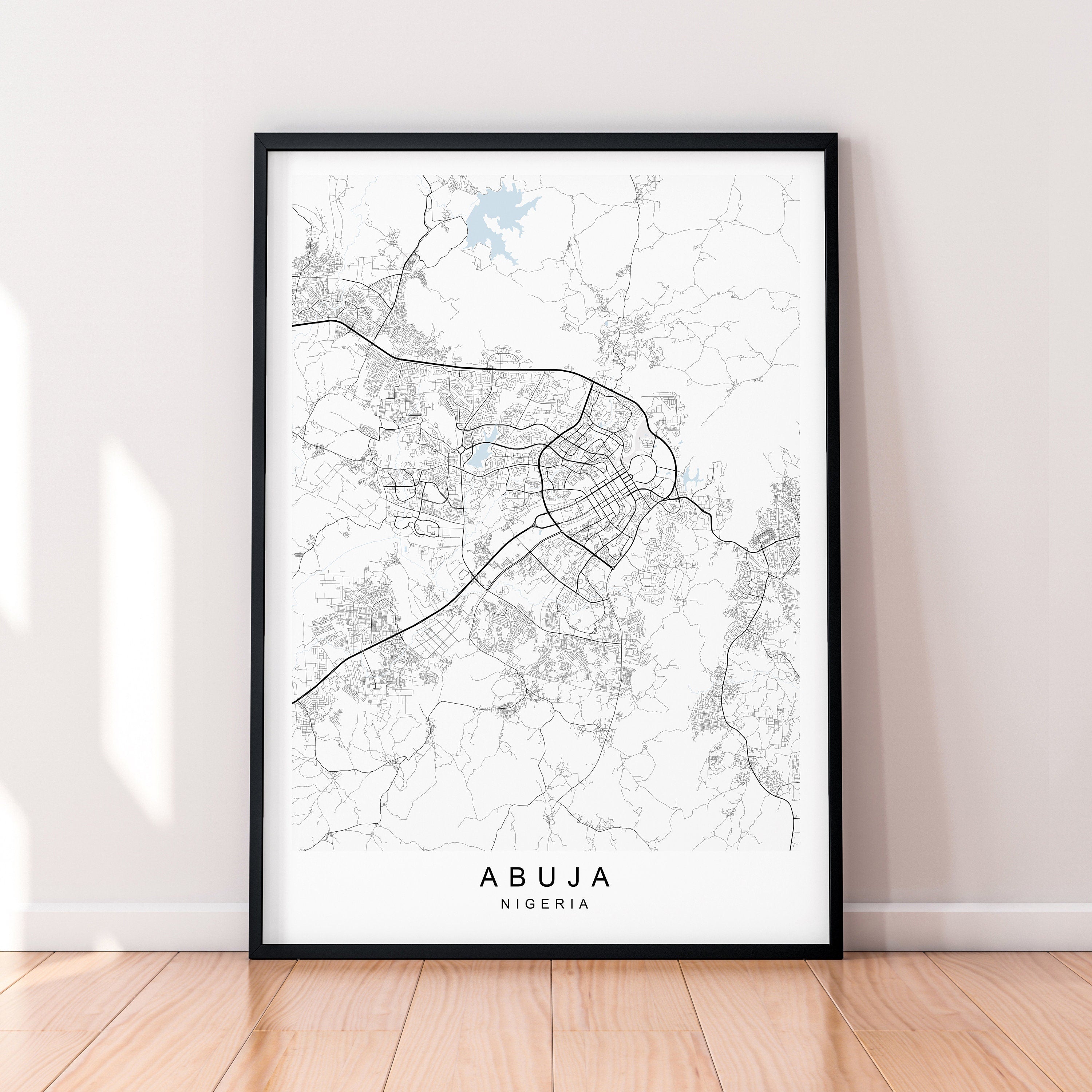 Abuja Map Nigeria Print Minimalist Abuja City Area Map Poster Wall Decor