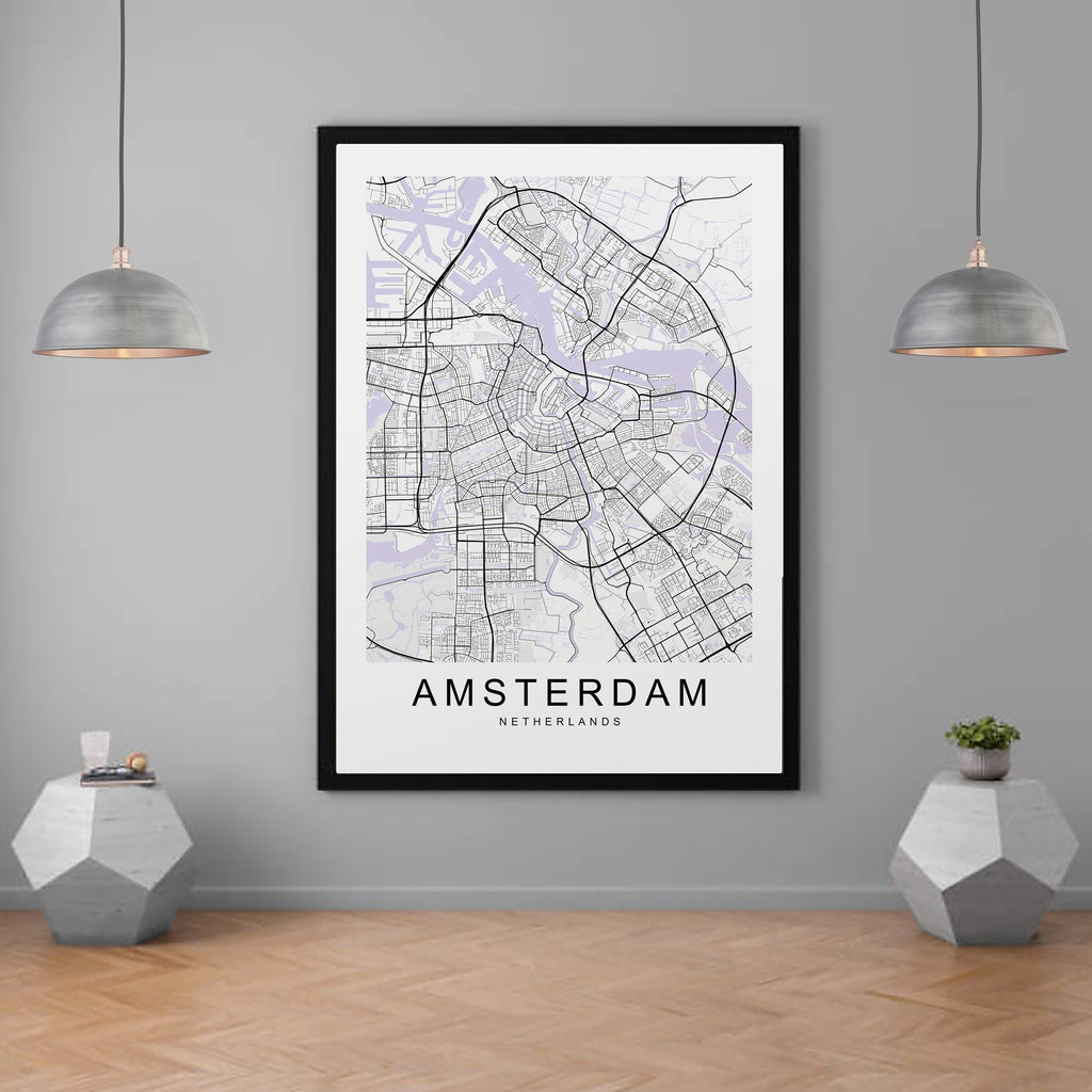 Amsterdam Map Print Minimalist Home Map Poster Wall Decor
