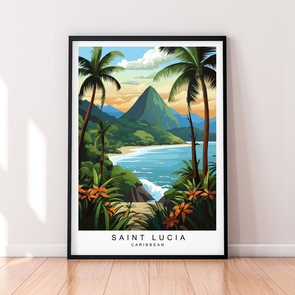 Saint Lucia Illustration Print Saint Lucia Beach Poster Gift Unframed Print