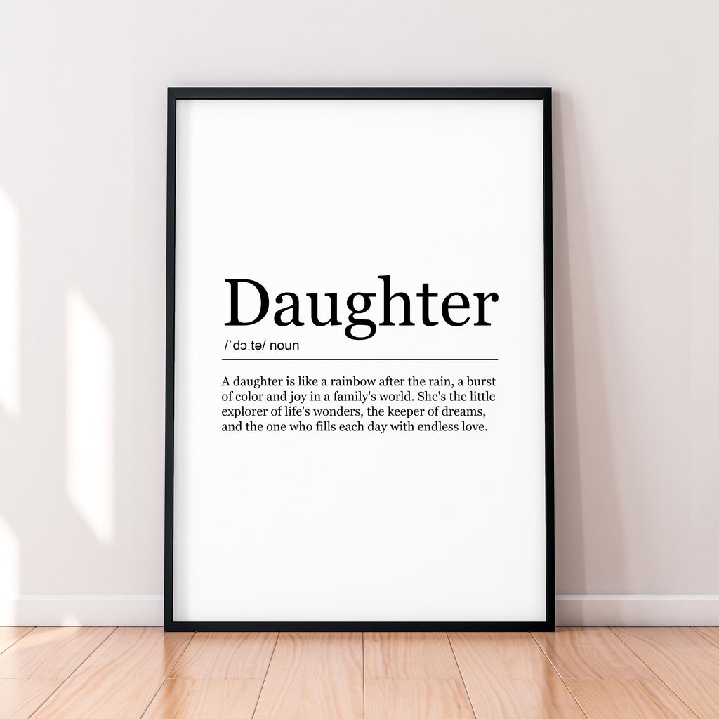 Daughter Funny Print Definition Poster Wall Art Daughter Minimalist Gift Print