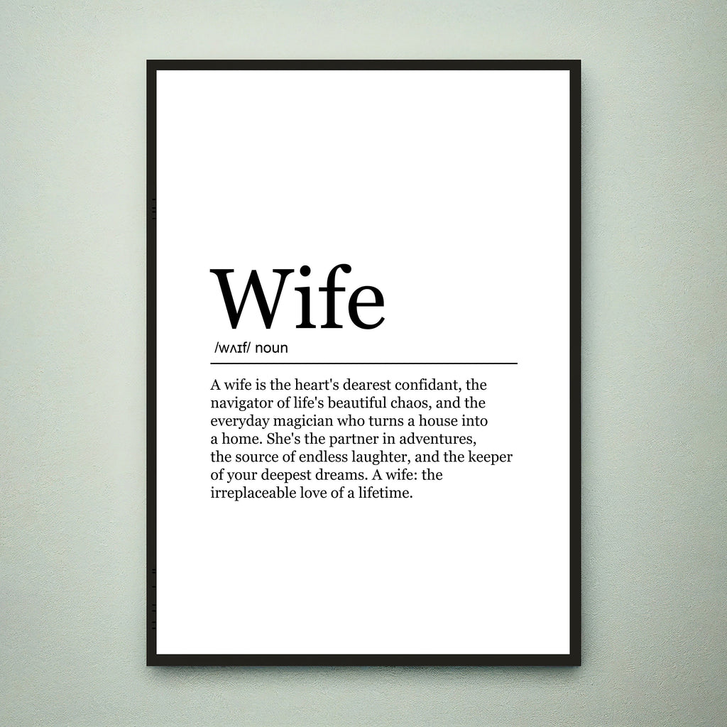 Wife Print Definition Poster Wall Art Wife Appreciation Meaning Minimalist Gift Print