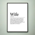 Wife Print Definition Poster Wall Art Wife Appreciation Meaning Minimalist Gift Print