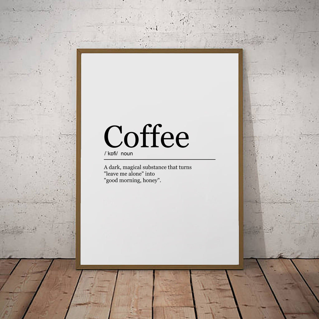 Coffee Print Definition Poster Wall Art Minimalist Kitchen Print