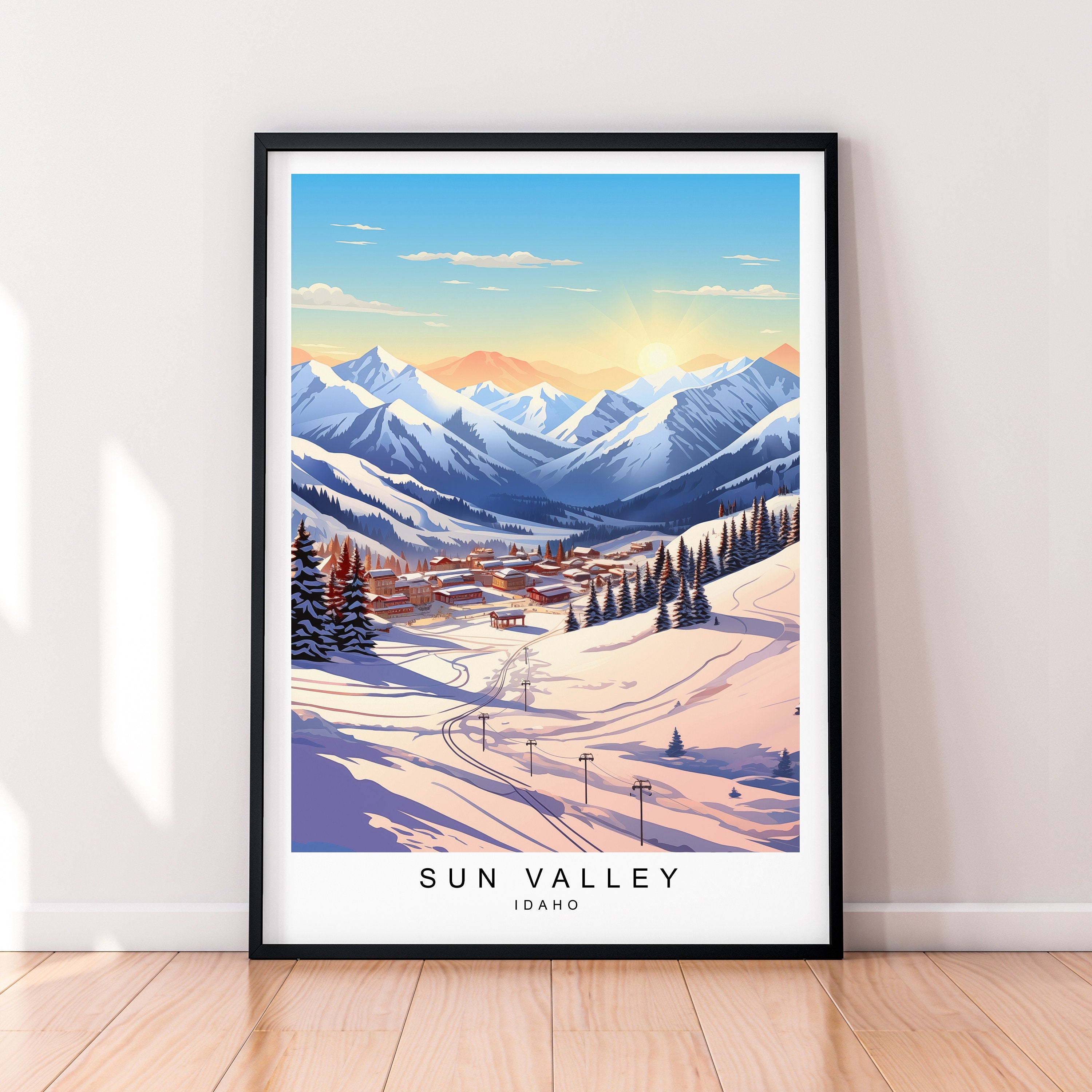 Sun Valley Illustration Print Sun Valley Idaho Poster Gift Unframed Print