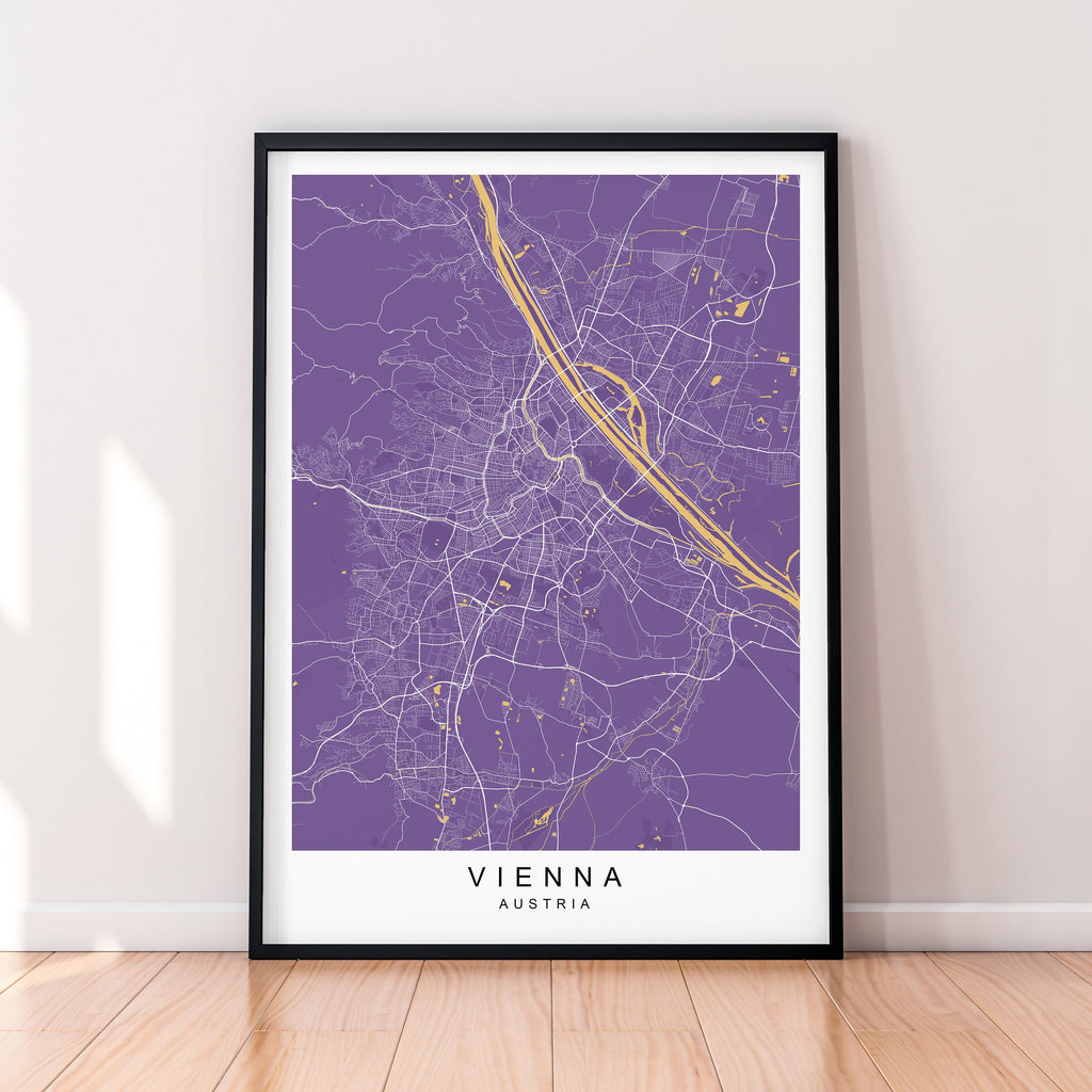 Vienna Map Print Minimalist Home Vienna City Town Austria Map Poster Wall Décor