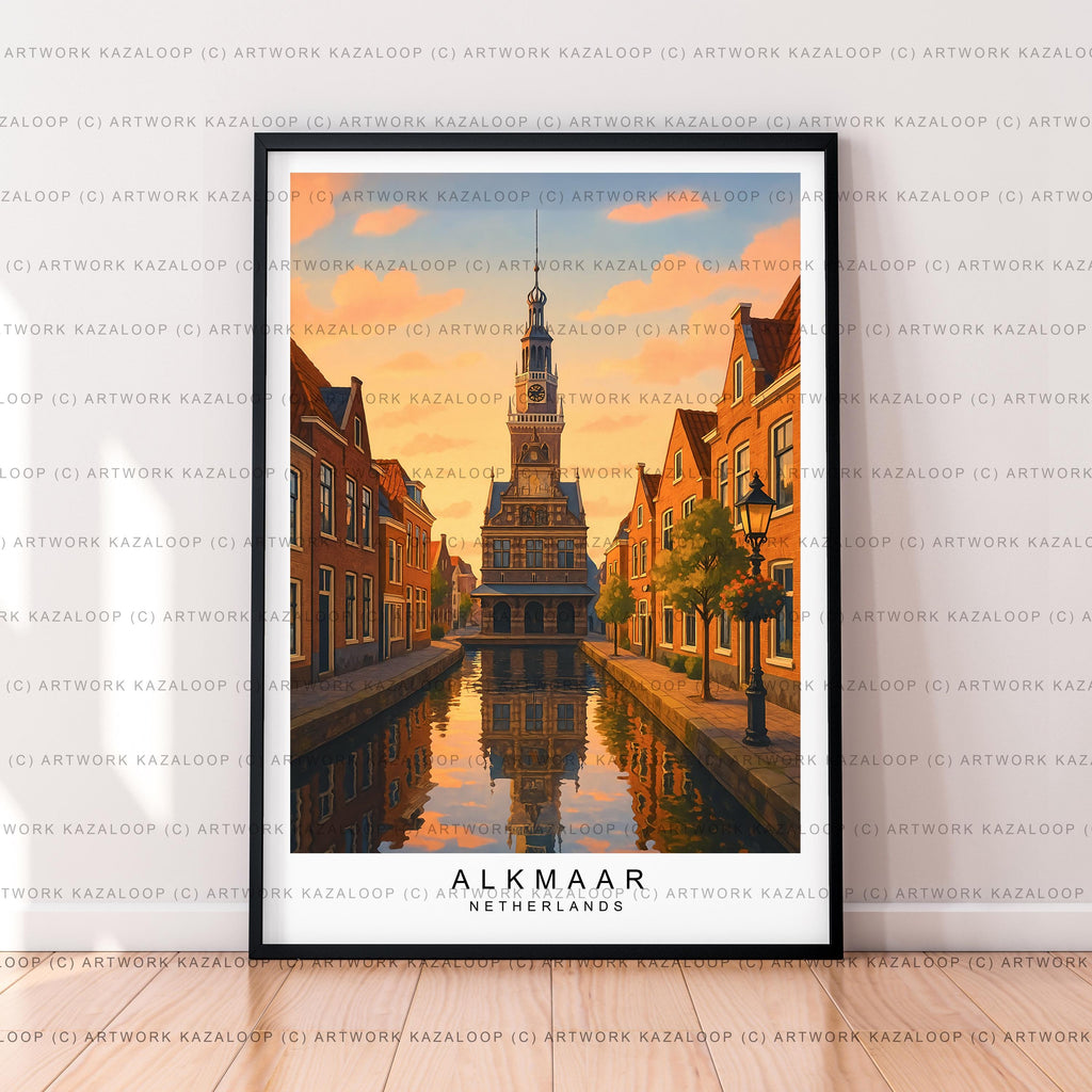 Alkmaar Netherlands Unframed Illustration Print Poster Art, Alkmaar Unframed Wall Art, Alkmaar Travel Print Architecture Artwork
