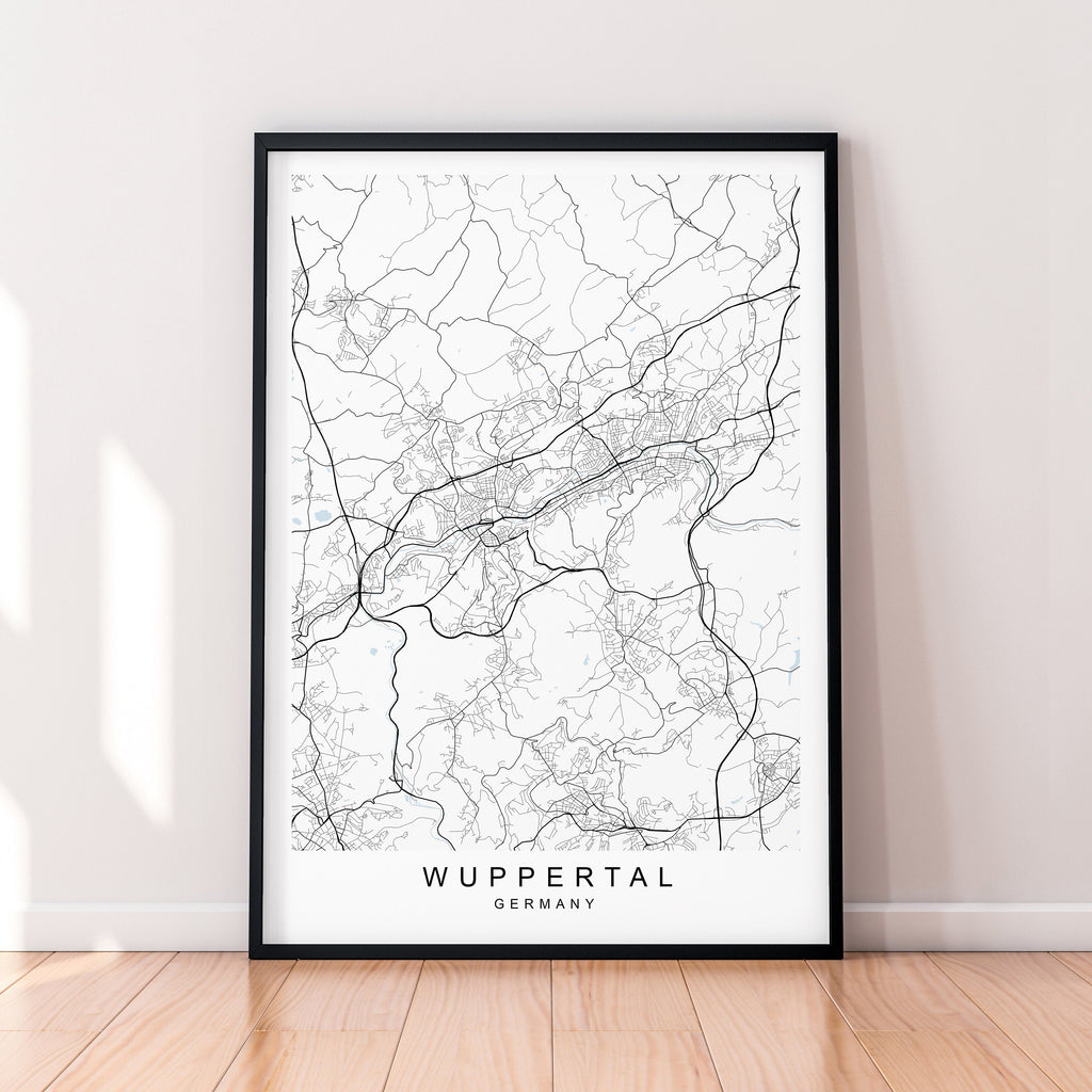 Wuppertal City Map Germany Print Poster Minimalist Home Decor Wuppertal Germany Map Poster Wall Art Decor