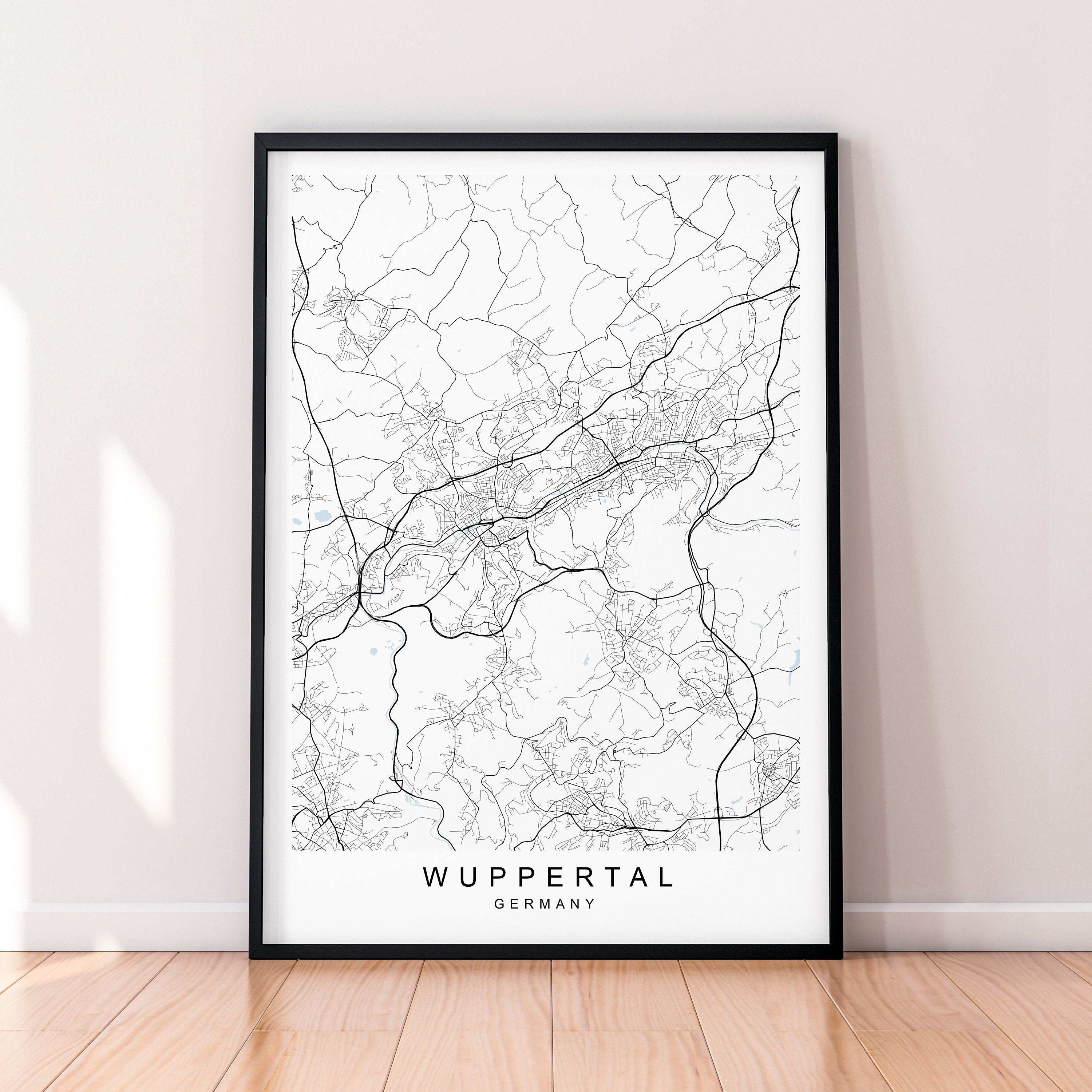 Wuppertal City Map Germany Print Poster Minimalist Home Decor Wuppertal Germany Map Poster Wall Art Decor
