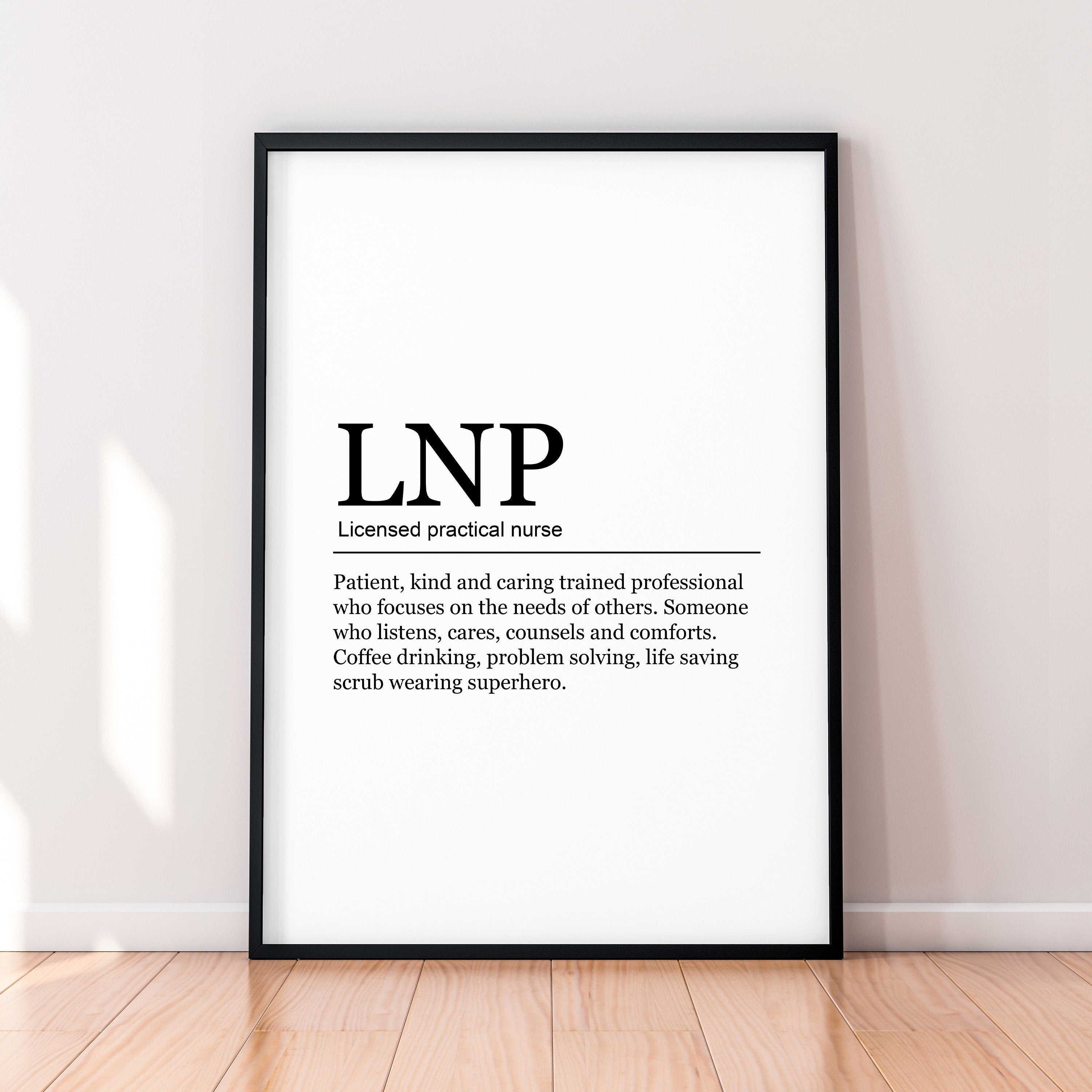 LPN Print Definition Poster Wall Art Minimalist Nurse Gift Print